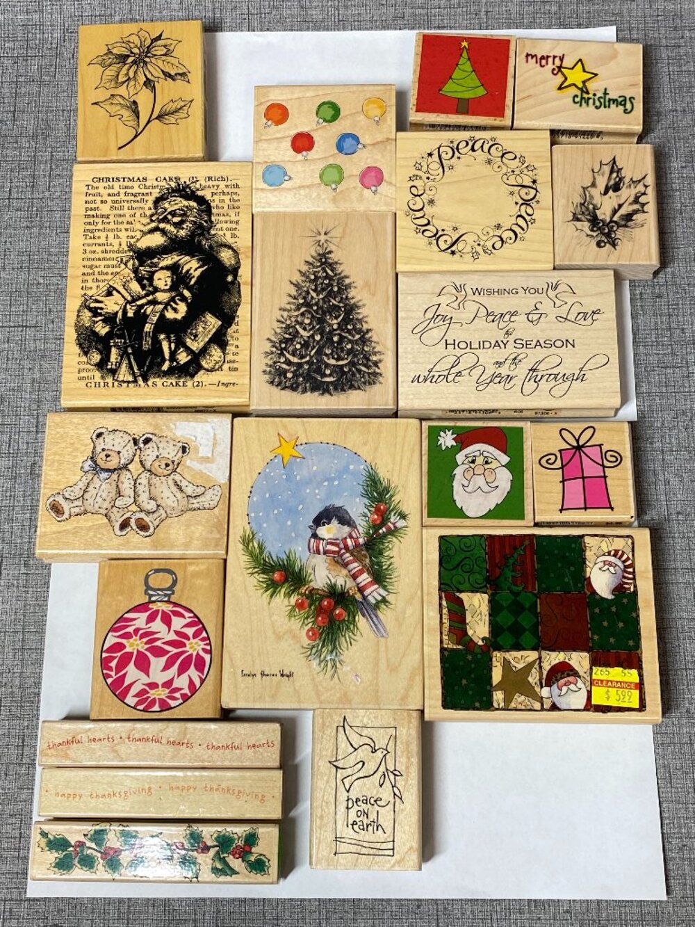 RARE UNIQUE VTG Wood Rubber Stamps Christmas Holiday Craft 19pc Lot Bundle